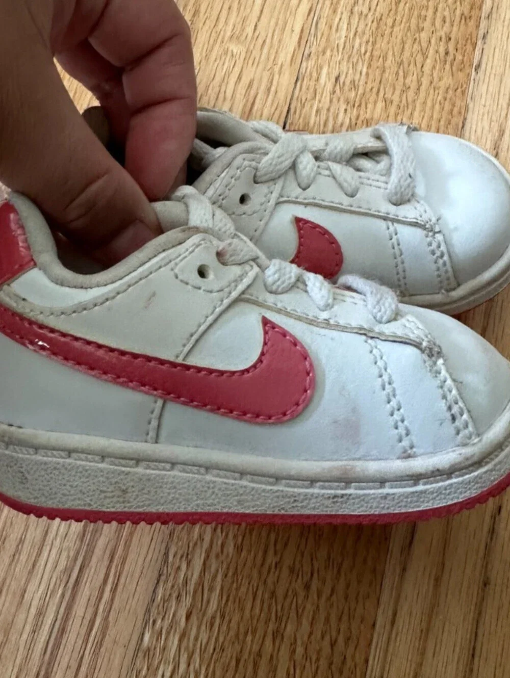 Baby White and Pink Nike Sneakers Size 3c